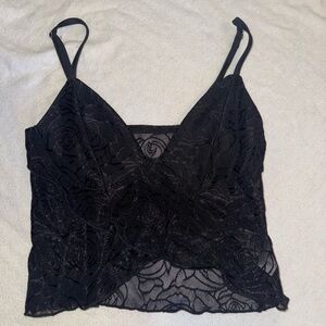 SHEIN Black Lace Detail Top